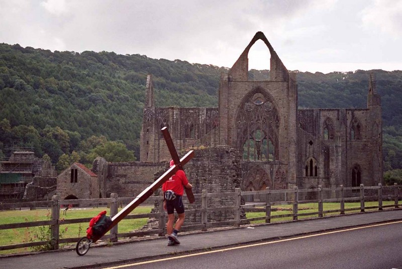 Passing the ruined but beatiful Tintern Abbey during a pilgrim walk